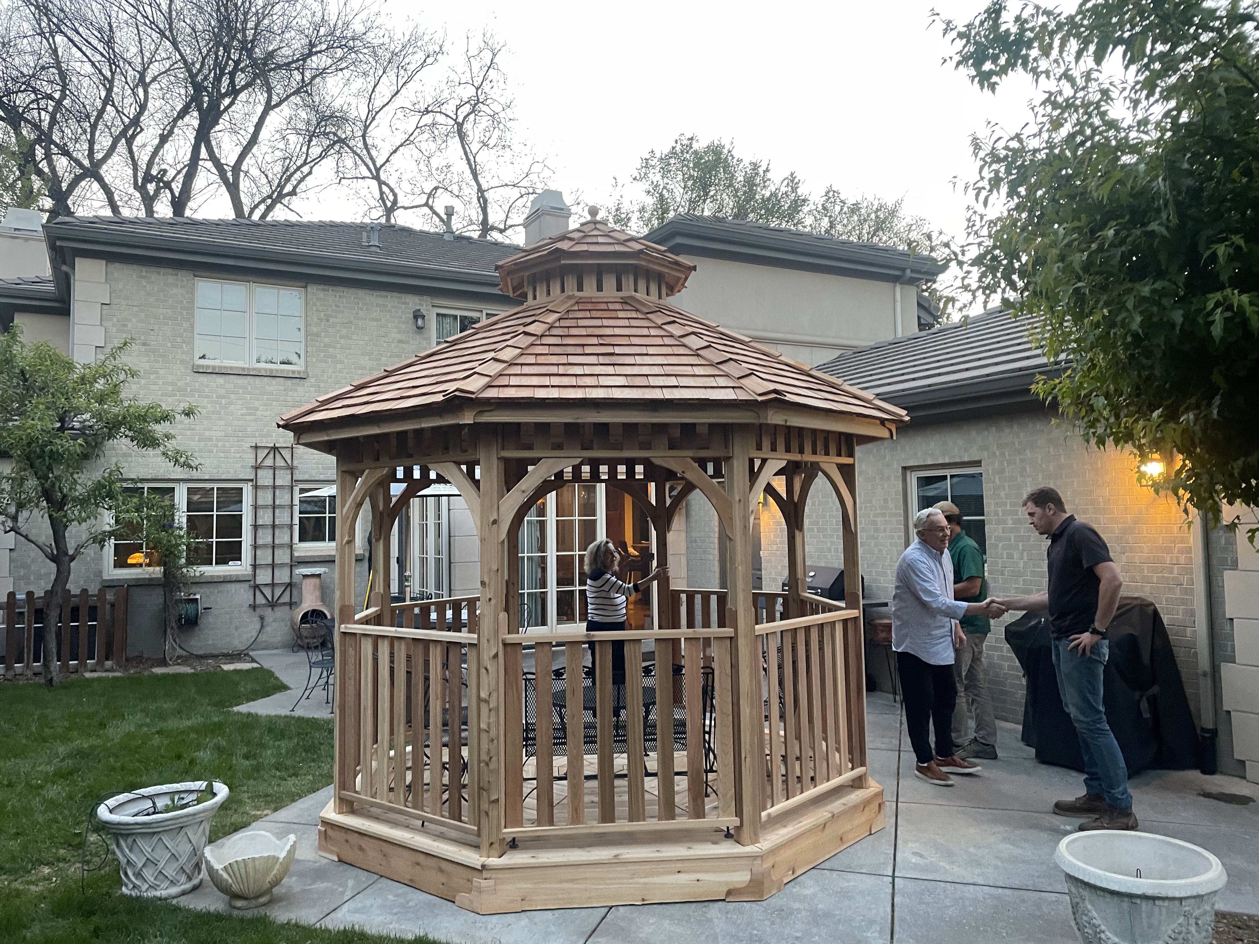 Custom gazebo installation in Colorado backyard