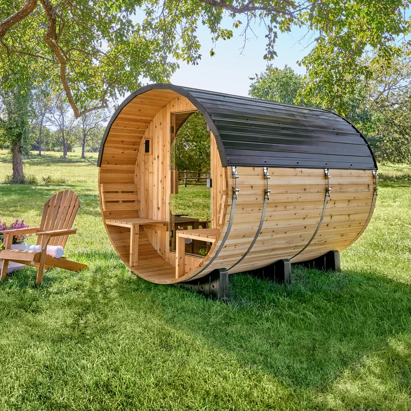 Outdoor barrel sauna in Colorado